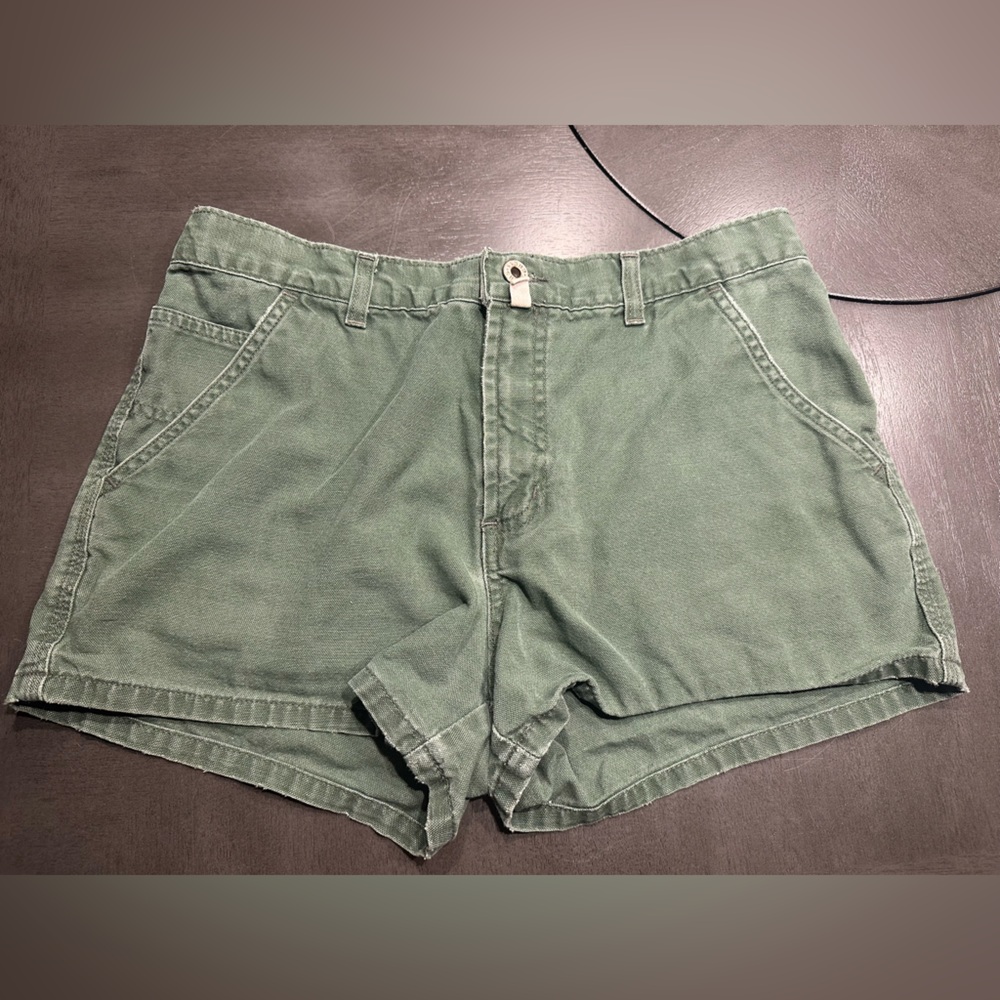 Vintage Guess high waisted army green denim shorts